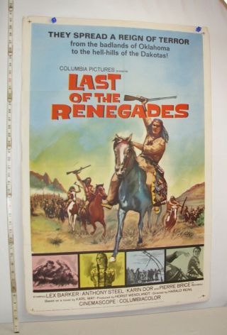 Last Of The Renegades Full Sheet Movie Poster 1966 Western Lex Barter