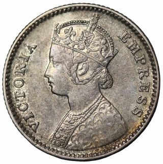Key Date British India 1884 - B Queen Victoria Silver 1/4 Rupee Km 490