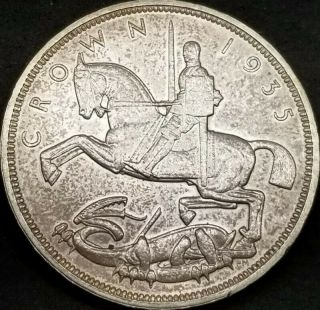 1935 Great Britain Crown Coin British Uk 1 One King George V Silver Jubilee