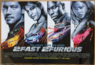2 Fast 2 Furious Movie Poster 1 Sided Intl Horizontal 40x27 Paul Walker