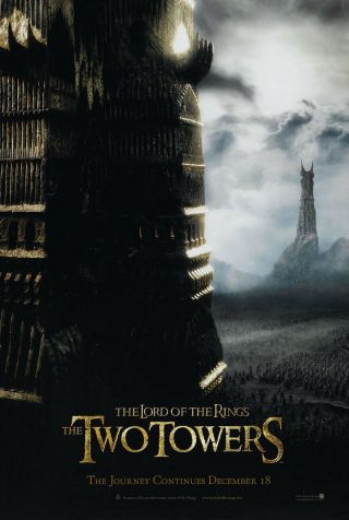 Lord Of The Rings Two Towers Movie Poster 2 Sided Tower Version 27x40