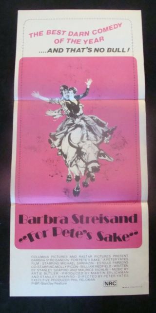 For Petes Sake Movie Poster Barbra Streisand Australian Daybill