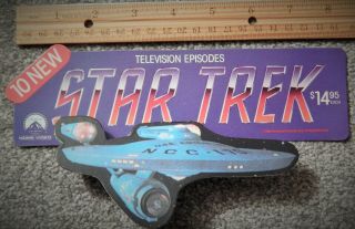 Star Trek Tv Uss Enterprise (video Dealer Promo Shelf Talker 1986) Rare Item