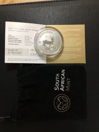 2017 1 OZ.  Silver Krugerrand 50th Anniversary With Bag And bullion Bea 3