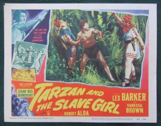 Signed Vanessa Brown (jane) Tarzan And The Slave Girl Orig 1950 Lobby Card 7 Vg