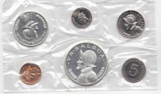 Panama - Bank 6 Dif Proof Coins Set 1 Centisimo - 1 Balboa 1967 Year Silver