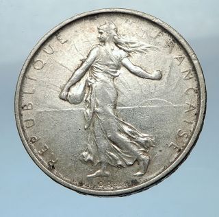 1963 France French Large Silver 5 Francs Coin W La Semeuse Sower Woman I68210