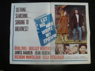 - Let No Man Write My Epitaph Movie Poster Shelly Winters Burl Ives 1/2sh 1960