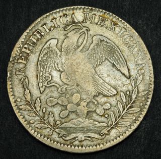 1838,  Mexico (1st Republic).  Silver 8 Reales (cap Dollar) Coin.  Zacatecas