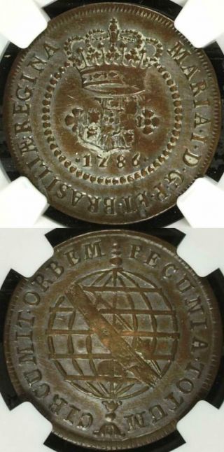 Brazil 1809 20r Counter Stamp On 1786 10r Ngc Veryfine Copper