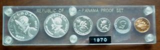 1970 Panama - Official Proof Set (6) W/ 2 Silver - 1 Oz Asw - Capitol Holder