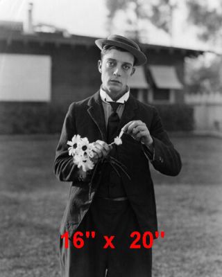 Buster Keaton W/flowers Silent Film Comedian Photo Poster 16 " X 20 "