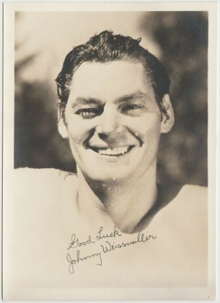Johnny Weissmuller Vintage 1930s Era 5x7 Movie Star Fan Photo