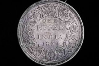 Silver Coin British India Queen Victoria One Rupee 1862 B/ii Madras