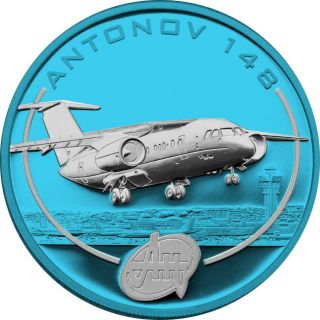 Cook Isl.  2008 1$ Antonov Aircraft Space Blue Edition - An - 148 1 Oz Silver Coin