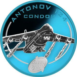 Cook Isl.  2008 1$ Antonov Aircraft Space Blue Edition - An - 124 1 Oz Silver Coin