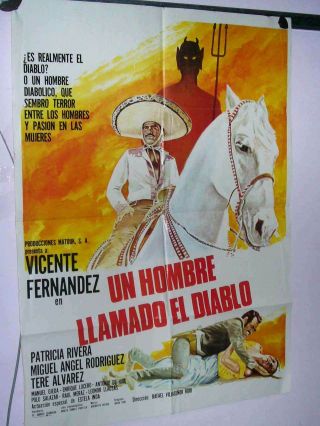 Mexican Movie Poster Un Hombre Llamado El Diablo 1980s Vicente Fernandez