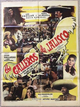 Luis Aguilar Los Galleros De Jalisco 1974 27x37 Org Mexican Movie Poster 1009