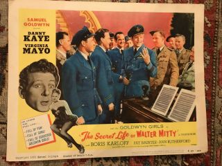 The Secret Life Of Walter Mitty 1955rr Goldwyn 11x14 " Lobby Card Danny Kaye