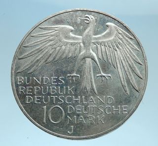 1972 Germany Munich Summer Olympics Stadium 10 Mark Proof Silver Coin I77784