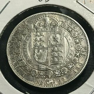 1892 Great Britain Silver Queen Victoria 1/2 Crown