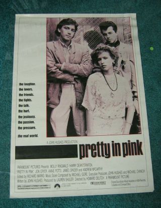 Pretty In Pink Movie Poster 17 X 23 John Hughes Molly Ringwald Cryer,