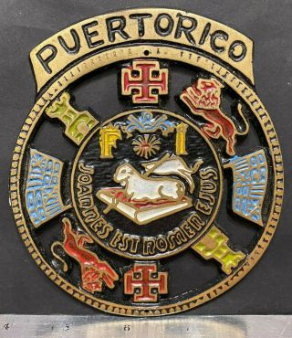 Puerto Rico 1990s Medalla - Placa Escudo/sello Pr,  Brass - Esmaltes 9.  9oz,  5 " X 5 "
