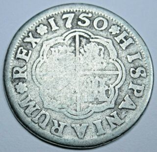1750 Spanish Silver 1 Reales Antique Colonial 1700s Pirate Treasure Coin