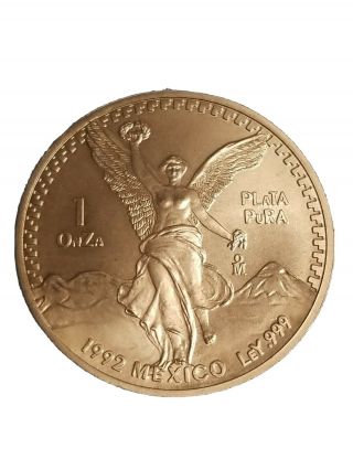 1992 - 1 Oz.  Silver Mexican Libertad Coin Bu -