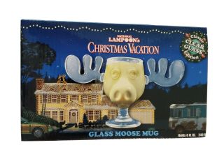 National Lampoon Christmas Vacation Glass Moose Mug Clear Glass Chevy Chase Nib