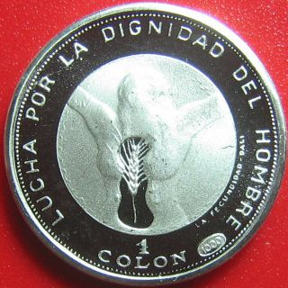1971 El Salvador 1 Colon Silver Proof Dali Woman Image " La Fecundidad " Rare 16mm