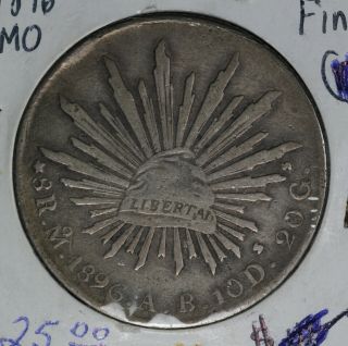 1896 Mexico 8 Reales Silver Coin - Mexico City