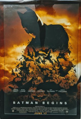 Batman Begins 2005 Movie Theater Promotional Poster Double Sided 27x40 Large