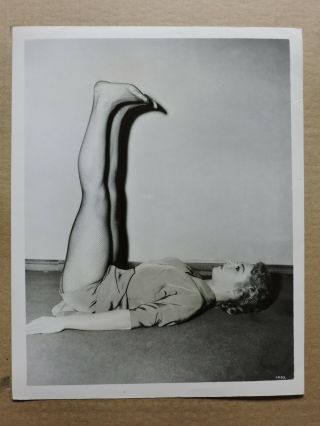 Marge Champion Stretching In Fishnet Stockings Candid Portrait Photo 1950 