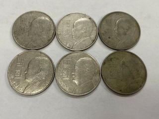(6) - 1959 (ke4292) South Korea 100 Hwan Km 3.  Well Circulated Coins.