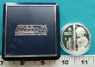 1985 Mo Mexico 100 Pesos Silver Proof 1986 Futbal Soccer Commemorative Coin 5012