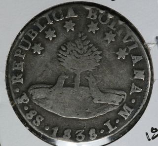 181838 Bolivia 8 Soles Silver Coin - Petosi