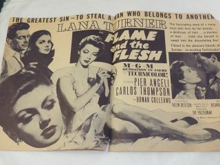 Lana Turner In Flame And The Flesh Mgm 1954 Advertising Poster