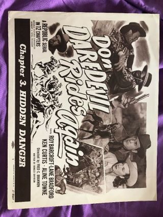 Western Serial 1951 Lobby Title Card Don Daredevil Rides Again