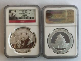 China 10y 2012 1 Oz Silver Panda Coin Ngc Ms 70 Early Releases Panda Label