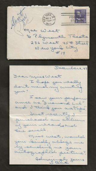 1949 Mae West Recieved Letter From Her Estate