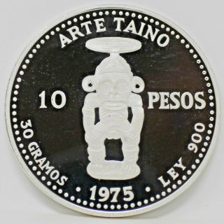 1975 Dominican Republic 10 Pesos Proof.  900 Fine Silver Coin B2132