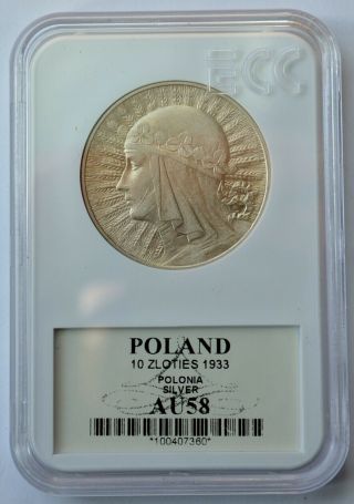 10 Zlotych Silver Queen Jadwiga 1933 Poland