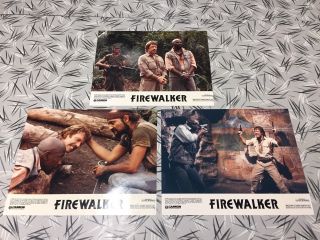 Firewalker 1986 Issue 8x10 Lobby Cards Set Of 3 Chuck Norris