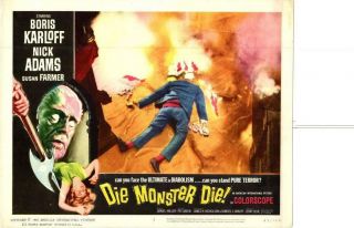 Die Monster Die 1965 Release Lobby Card Horror Boris Karloff
