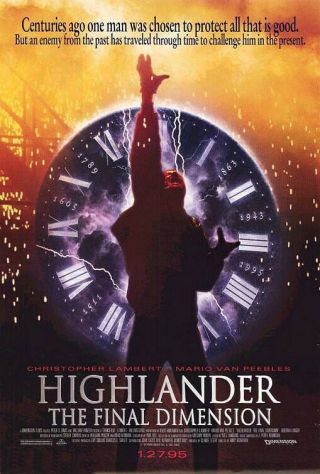 Highlander The Final Dimension Movie Poster 27x40 Christopher Lambert