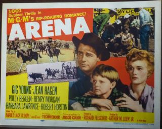 Western Rodeo Arena 1950s Lobby Title Card Gig Young Jean Hagen Cowboy