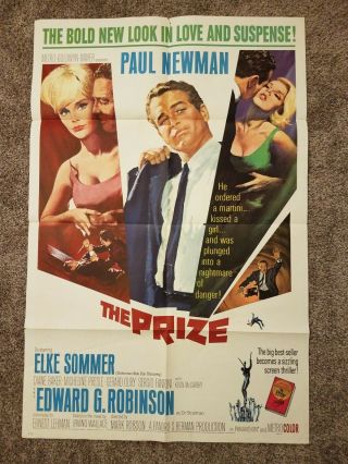 Paul Newman Elke Sommer " The Prize " Movie Poster 1963 Mgm 63/318