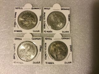 Germany 1972 F,  1972 G,  10 Mark Silver Munich Olympics Coins