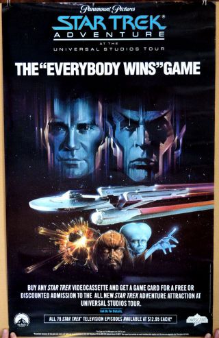 Star Trek Adventure Everybody Wins Universal Studios Promo Poster 23 " X 35 "